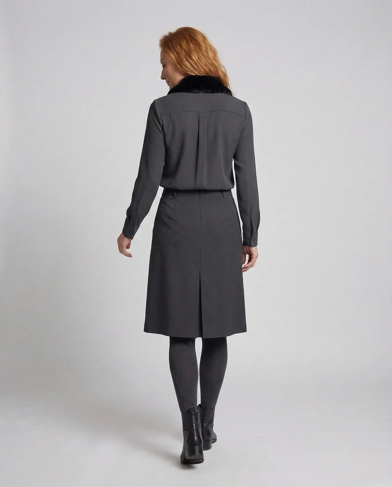 Damen Wollrock Knielang A-Linie