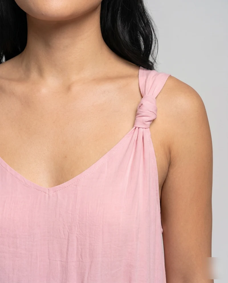 Damen Luftiges Spaghettiträger-Maxi-Kleid mit Raffung und weichem Material