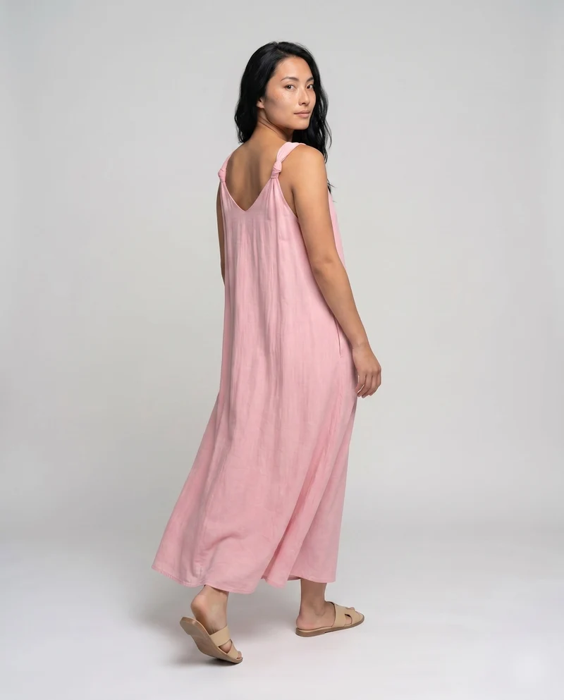 Damen Luftiges Spaghettiträger-Maxi-Kleid mit Raffung und weichem Material