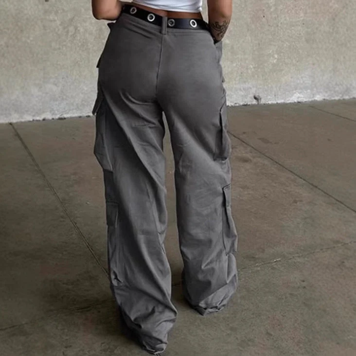 Damen Cargo-Hose mit breitem Schnitt und funktionalen Taschen