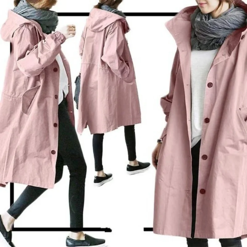 Isabelle Langer Damen-Trenchcoat mit Kapuze