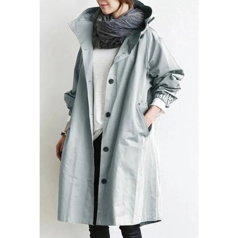 Isabelle Langer Damen-Trenchcoat mit Kapuze