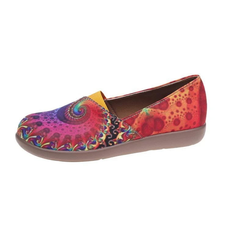 Damen Bequeme Slip-on Ballerinas mit buntem Druckdesign und elastischem Abschluss Nord Taschen