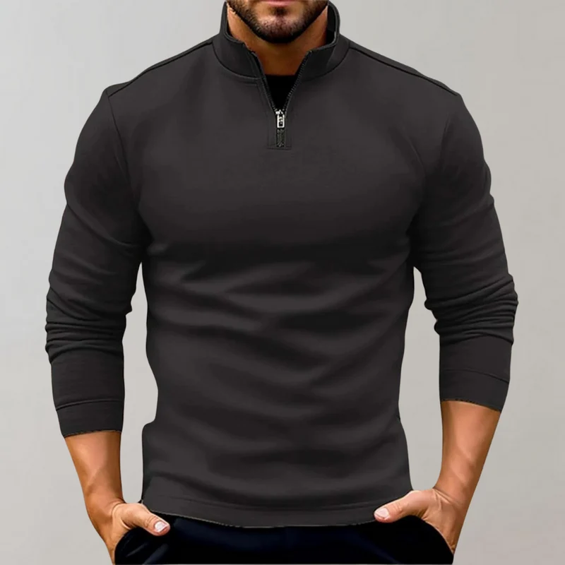 Bequemer Herren-Reißverschluss-Pullover mit niedrigem Kragen