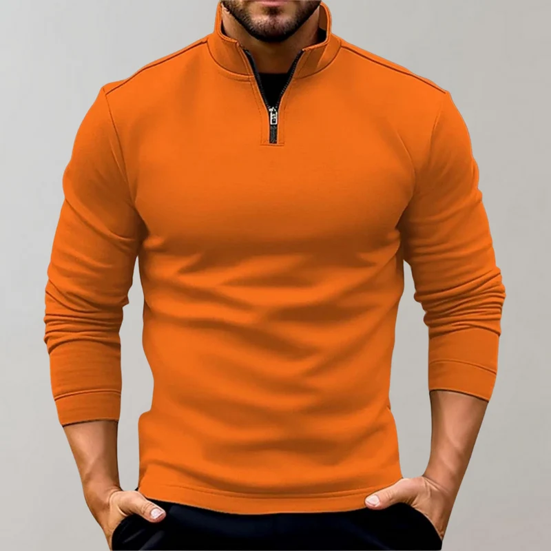 Bequemer Herren-Reißverschluss-Pullover mit niedrigem Kragen