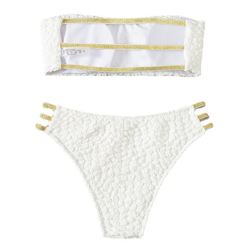 Damen Bandeau-Bikini-Set mit glänzenden Akzenten
