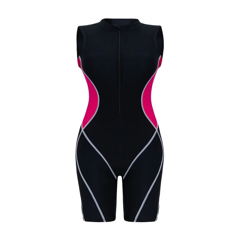 Damen Sportlicher Einteiler Badeanzug mit figurformendem Schnitt