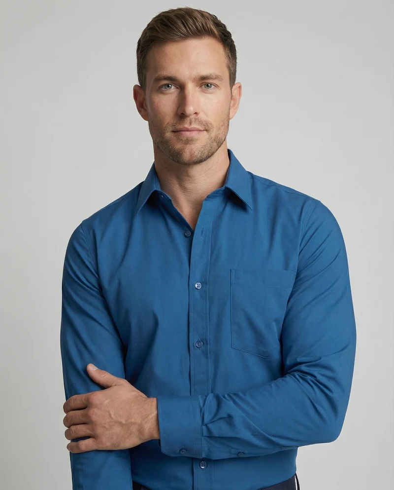 Herren bügelleichtes Stretch-Hemd in Slim-Fit