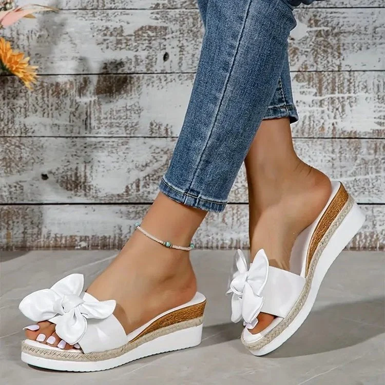 Damen Wedge-Sandaletten mit dekorativem Schleifendetail Nord Taschen
