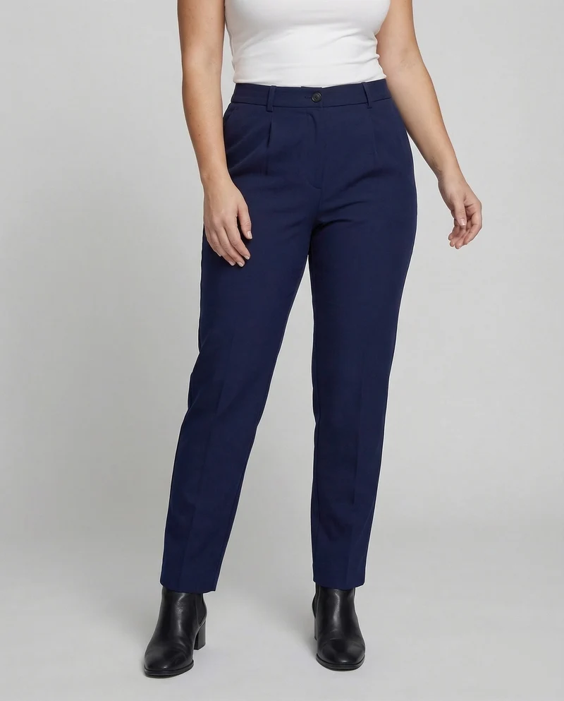 Damen Bügelfalten-Hose Elastischer Rückenbund