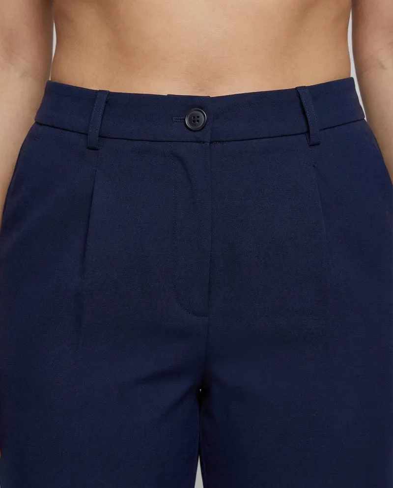 Damen Bügelfalten-Hose Elastischer Rückenbund