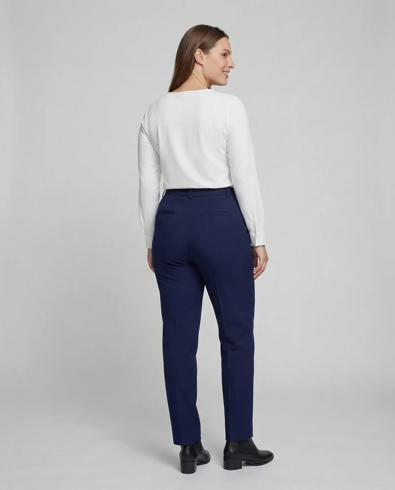 Damen Bügelfalten-Hose Elastischer Rückenbund
