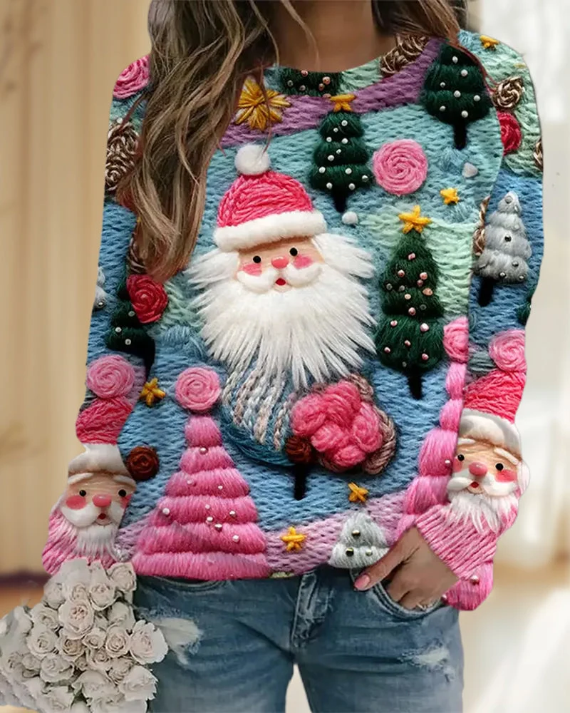 Weihnachtsbaum und Weihnachtsmann Drucken