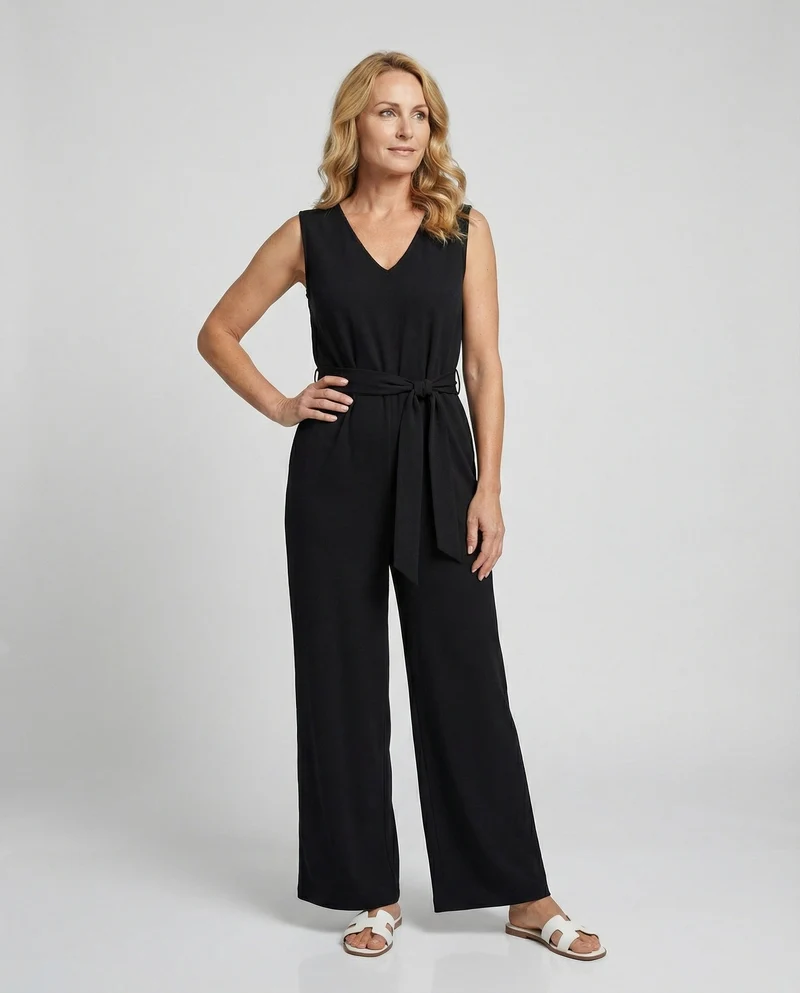 Damen Jumpsuit elegant mit Taillengürtel