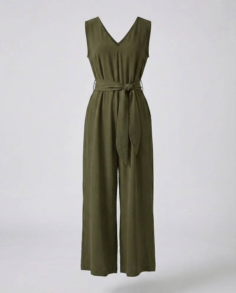 Damen Jumpsuit elegant mit Taillengürtel