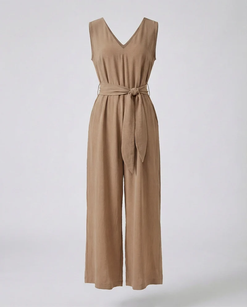 Damen Jumpsuit elegant mit Taillengürtel