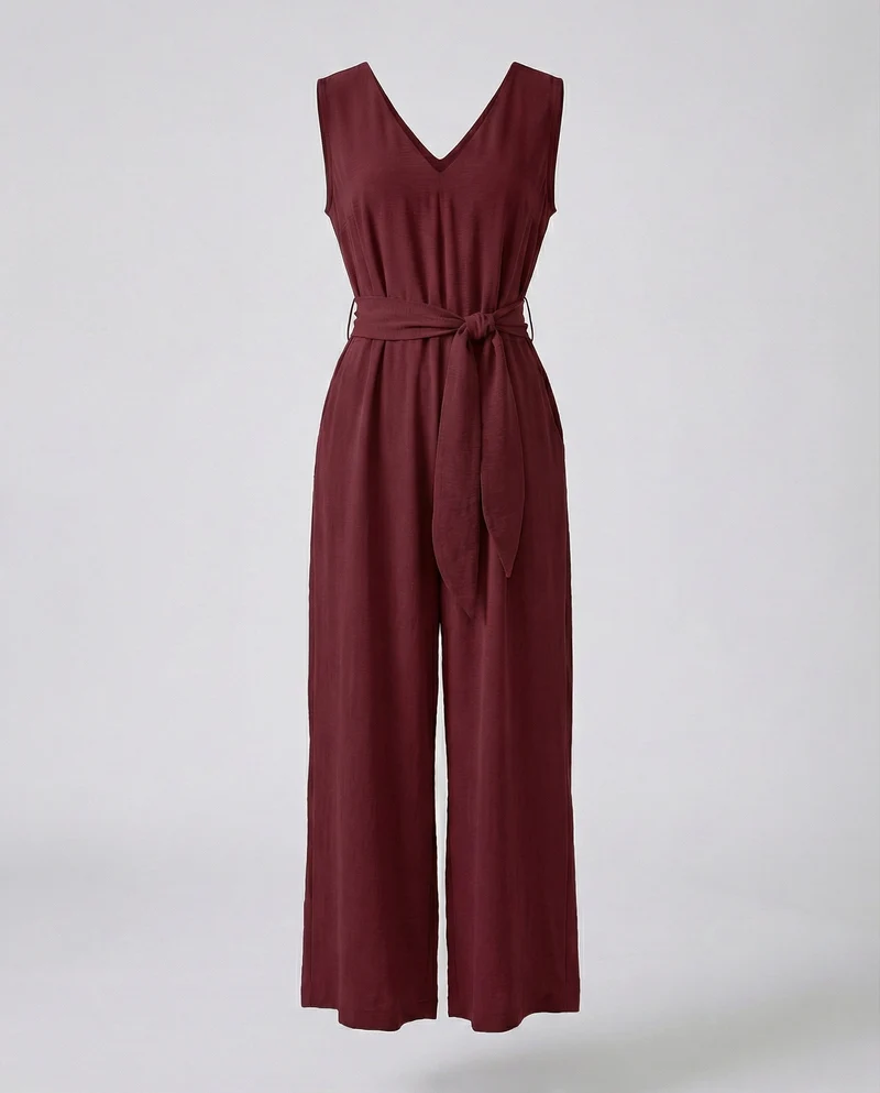 Damen Jumpsuit elegant mit Taillengürtel