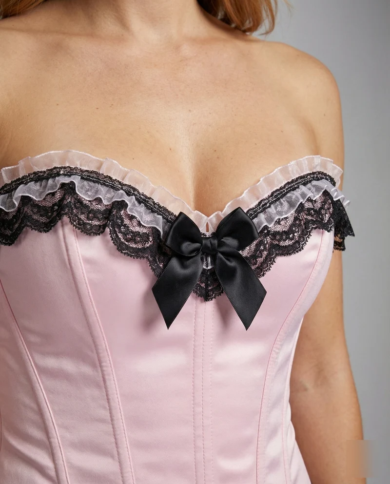 Damen Edle Spitzenrüschen Satin Satin-Korsett