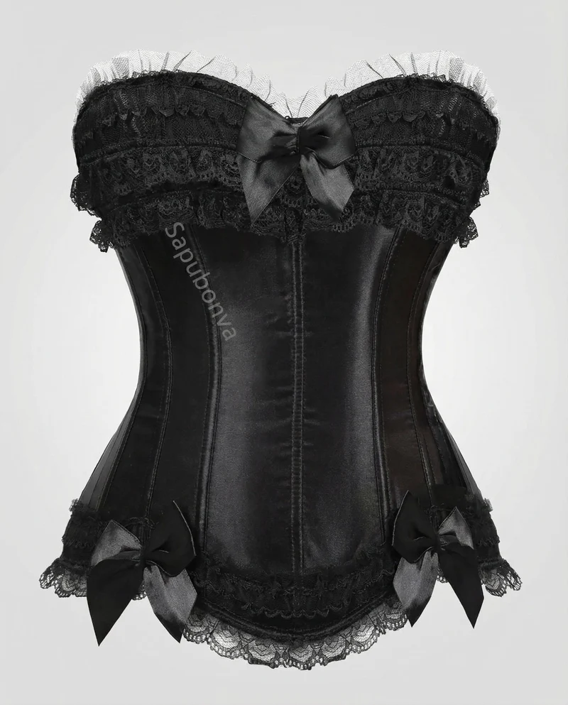 Damen Edle Spitzenrüschen Satin Satin-Korsett