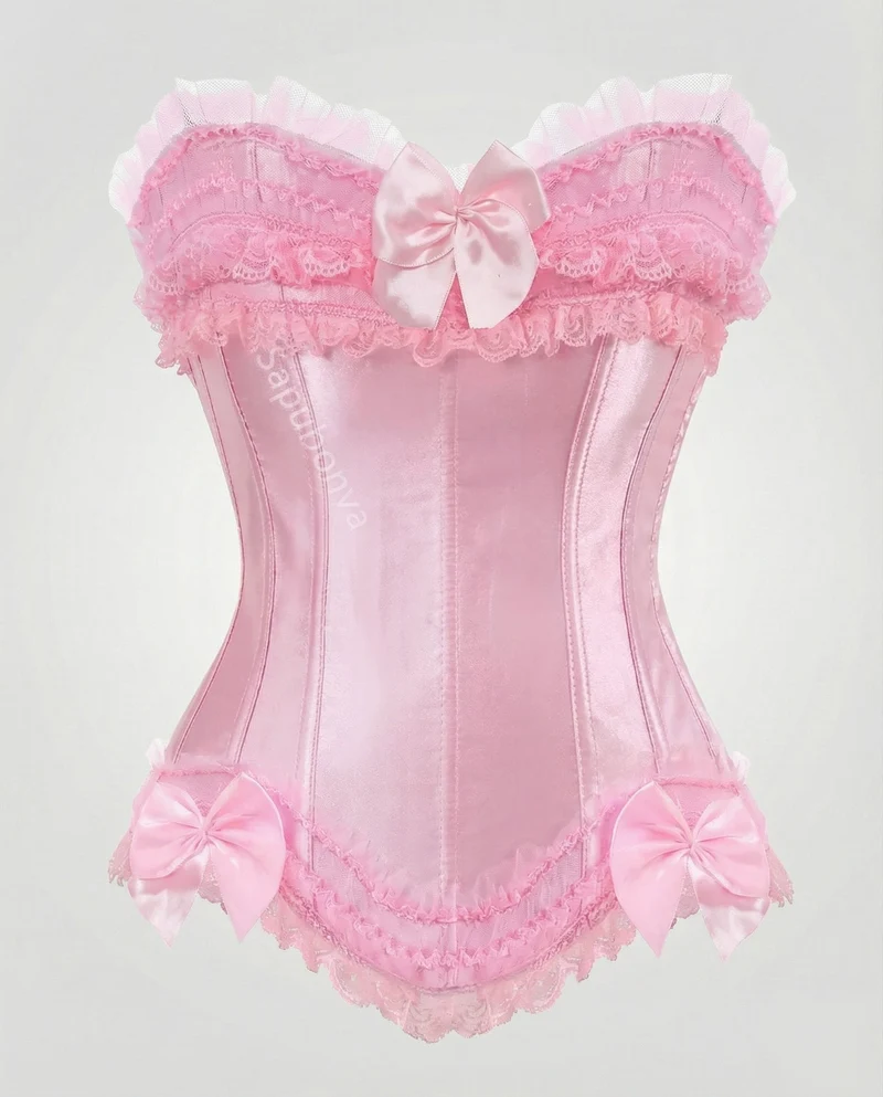 Damen Edle Spitzenrüschen Satin Satin-Korsett