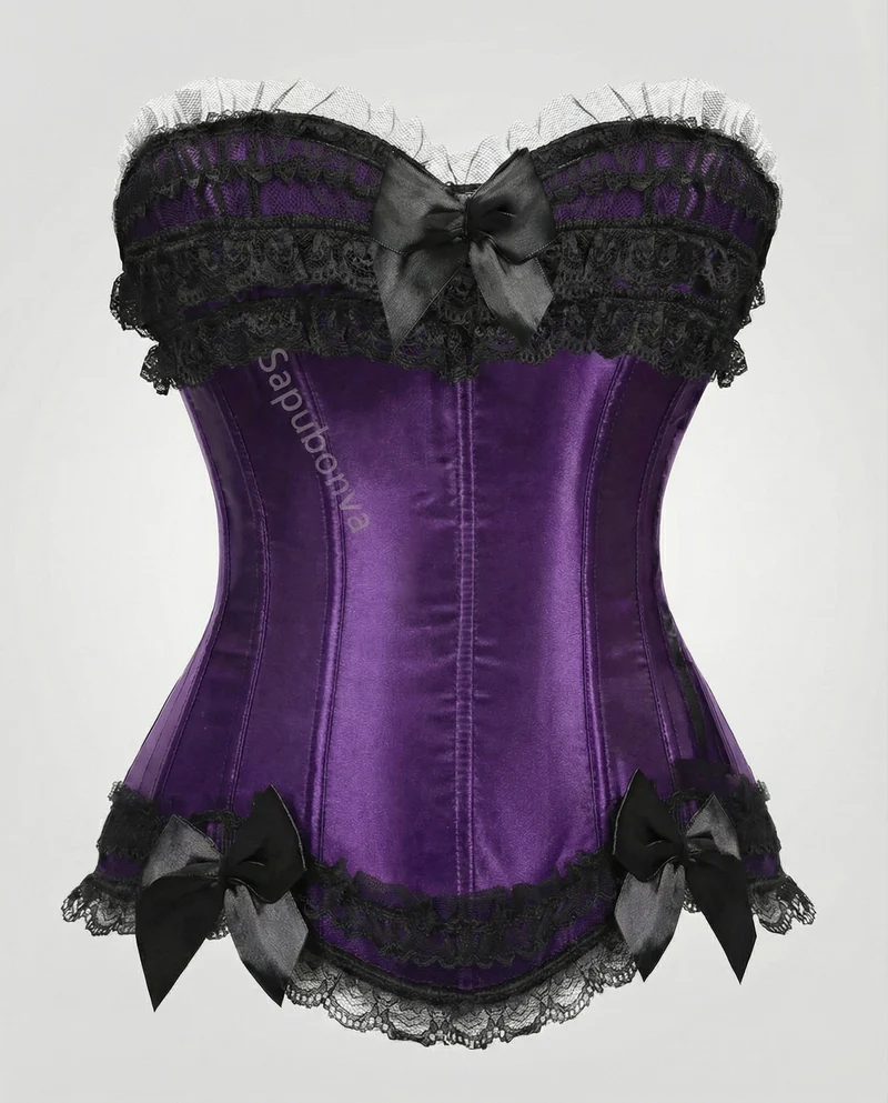 Damen Edle Spitzenrüschen Satin Satin-Korsett