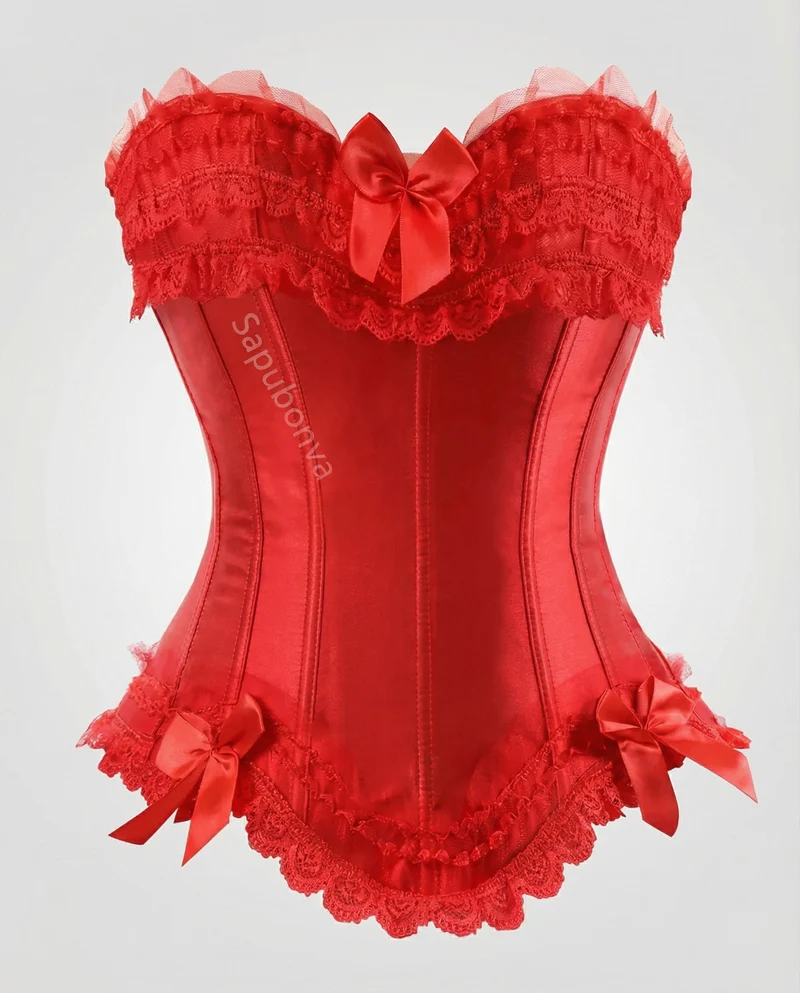 Damen Edle Spitzenrüschen Satin Satin-Korsett
