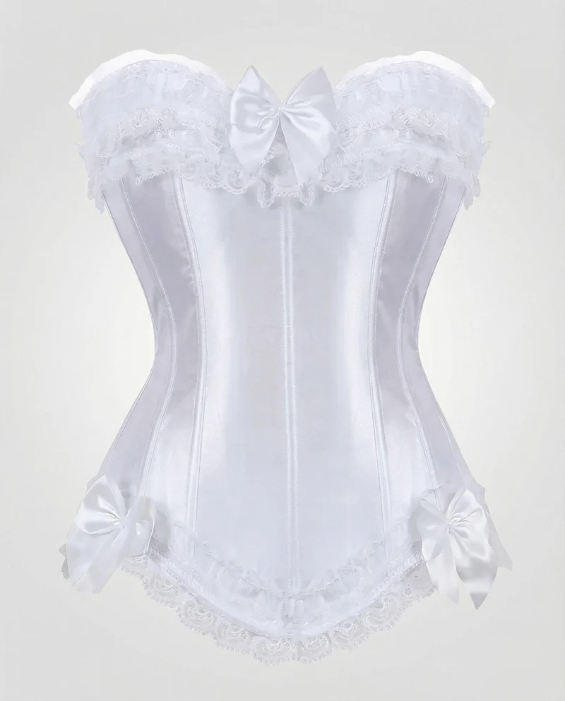 Damen Edle Spitzenrüschen Satin Satin-Korsett