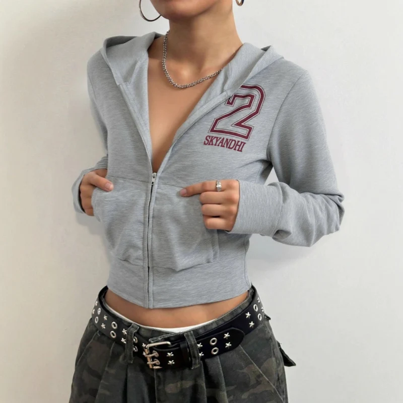 Damen sportliches Crop-Top mit Reißverschluss und hohem Kragen Nord Taschen