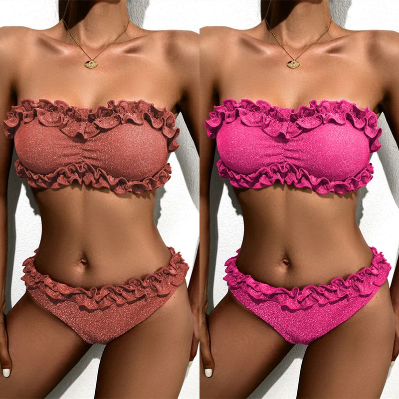 Damen Bandeau-Bikini mit glamourösem Rüschendesign Nord Taschen