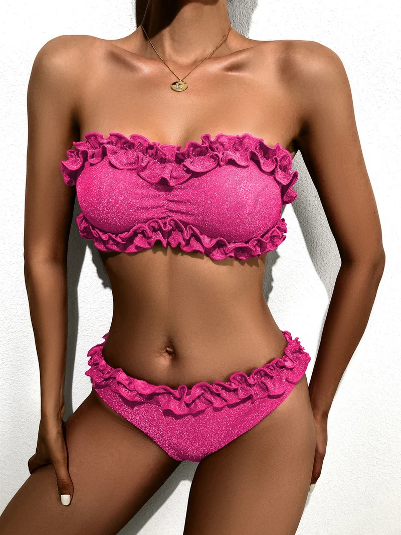 Damen Bandeau-Bikini mit glamourösem Rüschendesign Nord Taschen