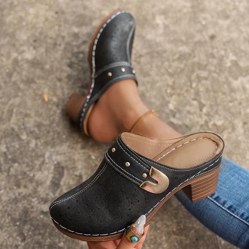 Damen Hohe Clogs mit floralem Muster und ergonomischem Fußbett