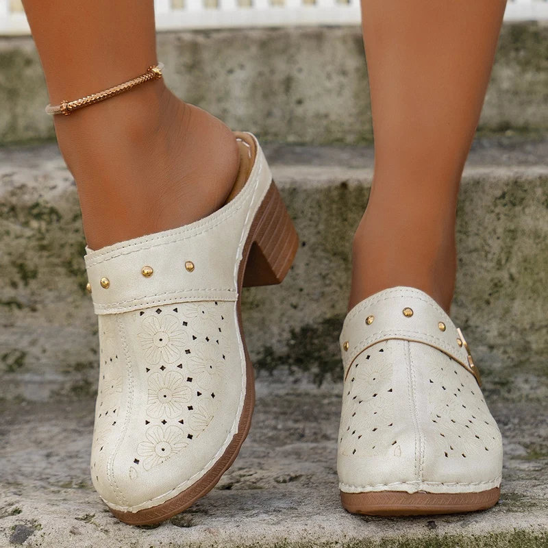 Damen Hohe Clogs mit floralem Muster und ergonomischem Fußbett
