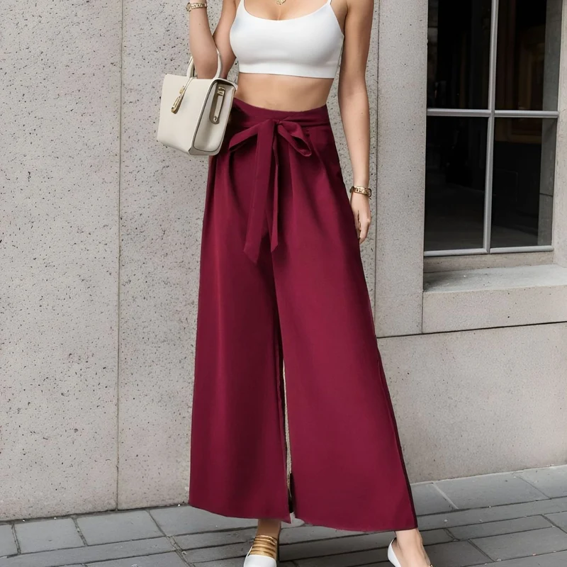 Damen Elegantes Cropped Top mit weitem Hosen-Set Nord Taschen
