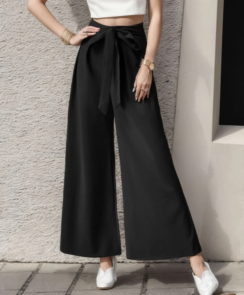 Damen Elegantes Cropped Top mit weitem Hosen-Set Nord Taschen