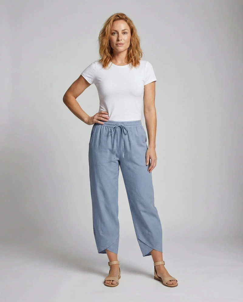 Damen Tulpenhose mit vorderen Bundfalten