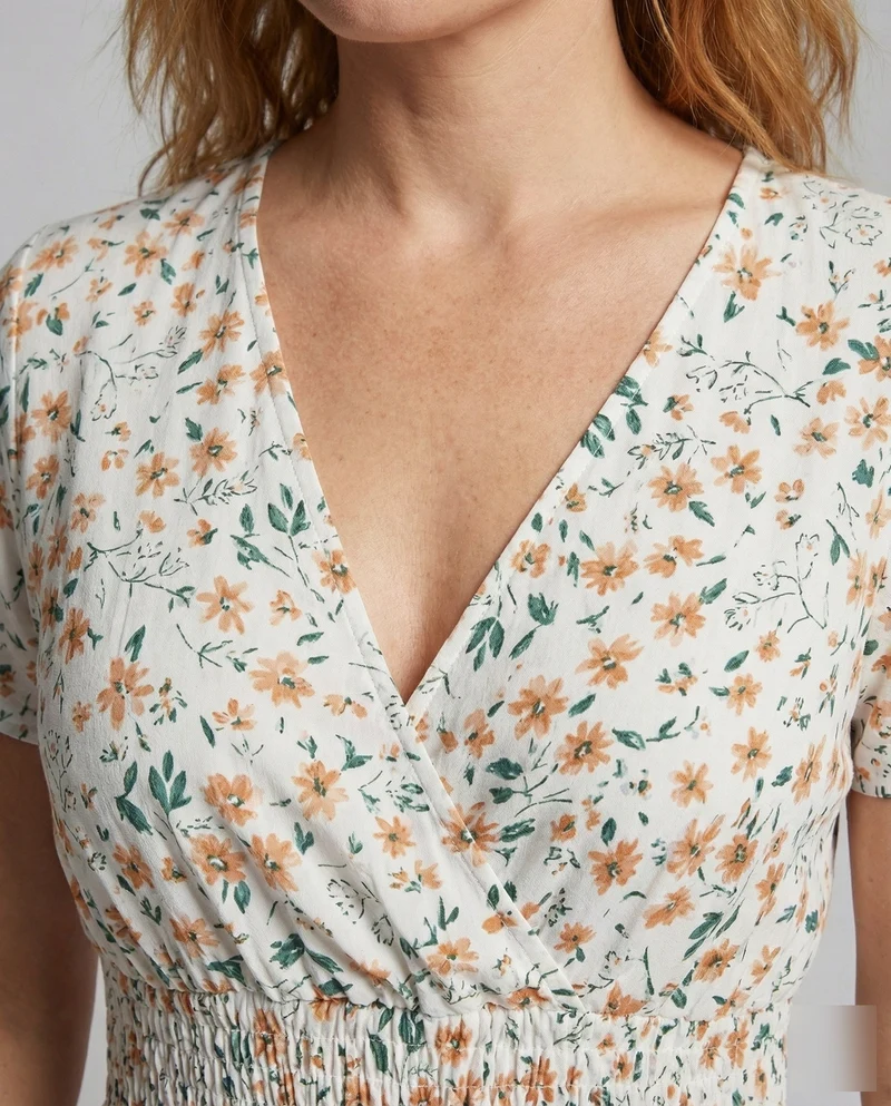 Damen Schwungvolle Flatterärmel Midikleid