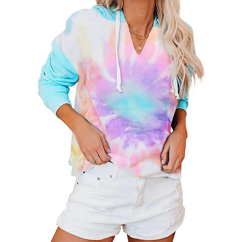 Damen lässiger Kapuzenpullover im modischen Tie-Dye-Design