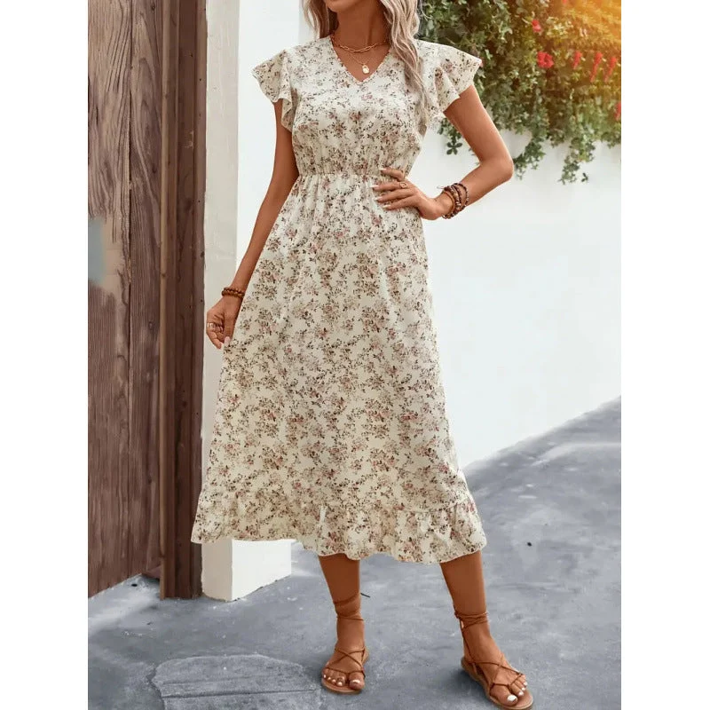 Damen Midikleid mit floralem Design Nord Taschen