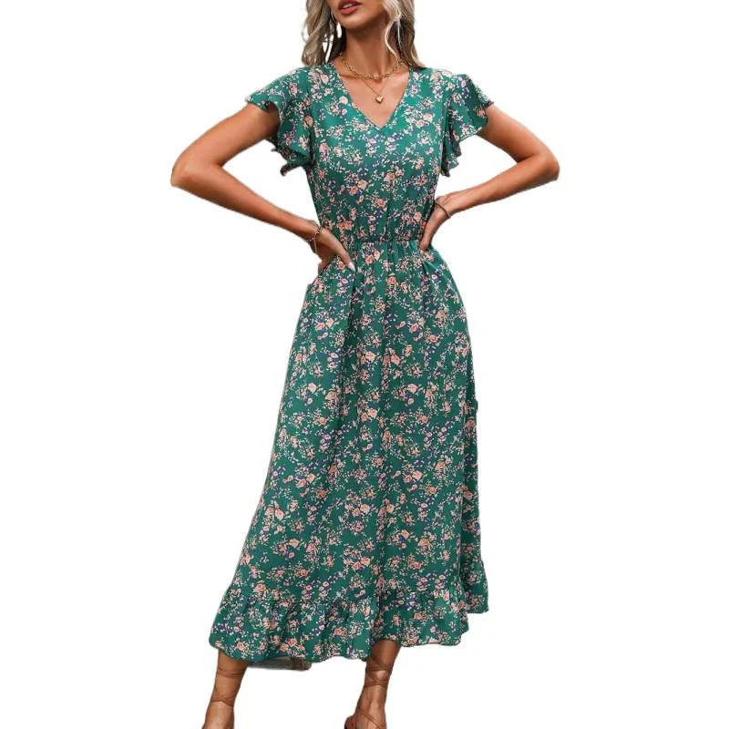 Damen Midikleid mit floralem Design Nord Taschen
