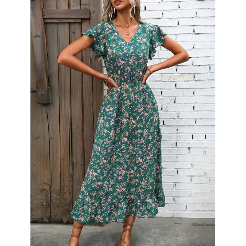 Damen Midikleid mit floralem Design Nord Taschen