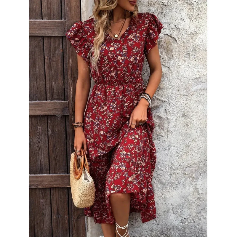 Damen Midikleid mit floralem Design Nord Taschen