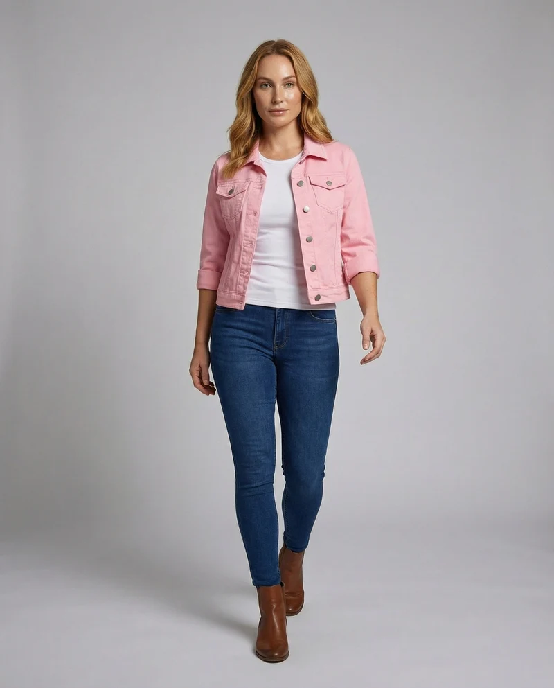 Damen Jeansjacke Cropped Trucker Stil