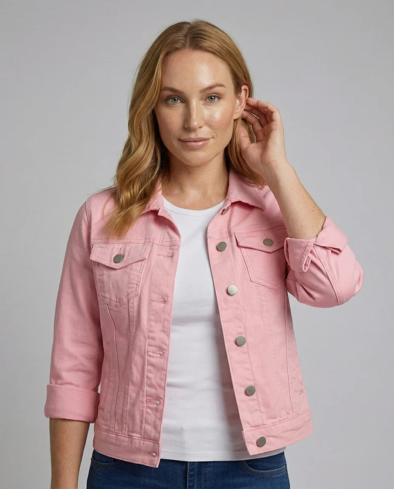 Damen Jeansjacke Cropped Trucker Stil
