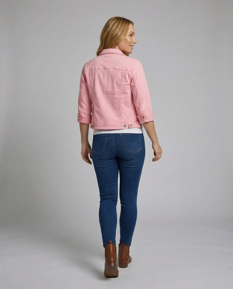Damen Jeansjacke Cropped Trucker Stil