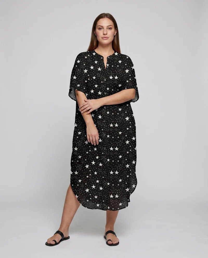 Damen luftiger Kaftan mit exotischem Tierdesign