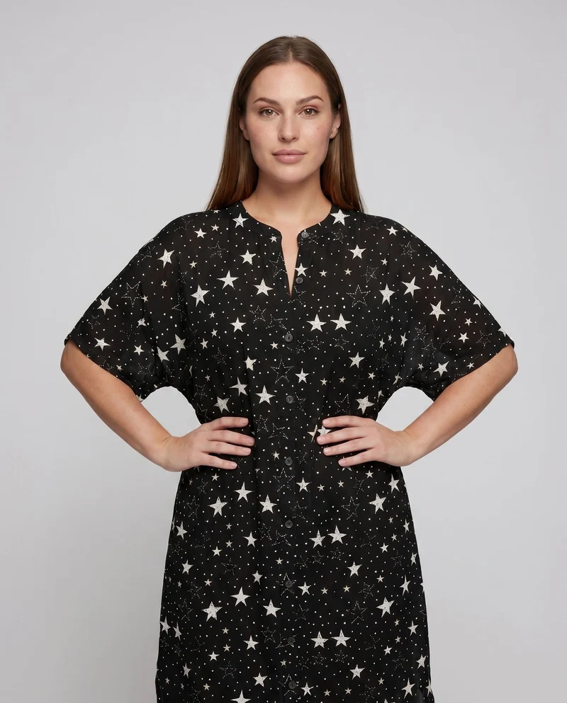 Damen luftiger Kaftan mit exotischem Tierdesign