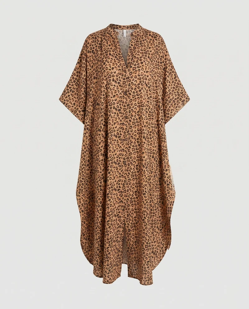 Damen luftiger Kaftan mit exotischem Tierdesign