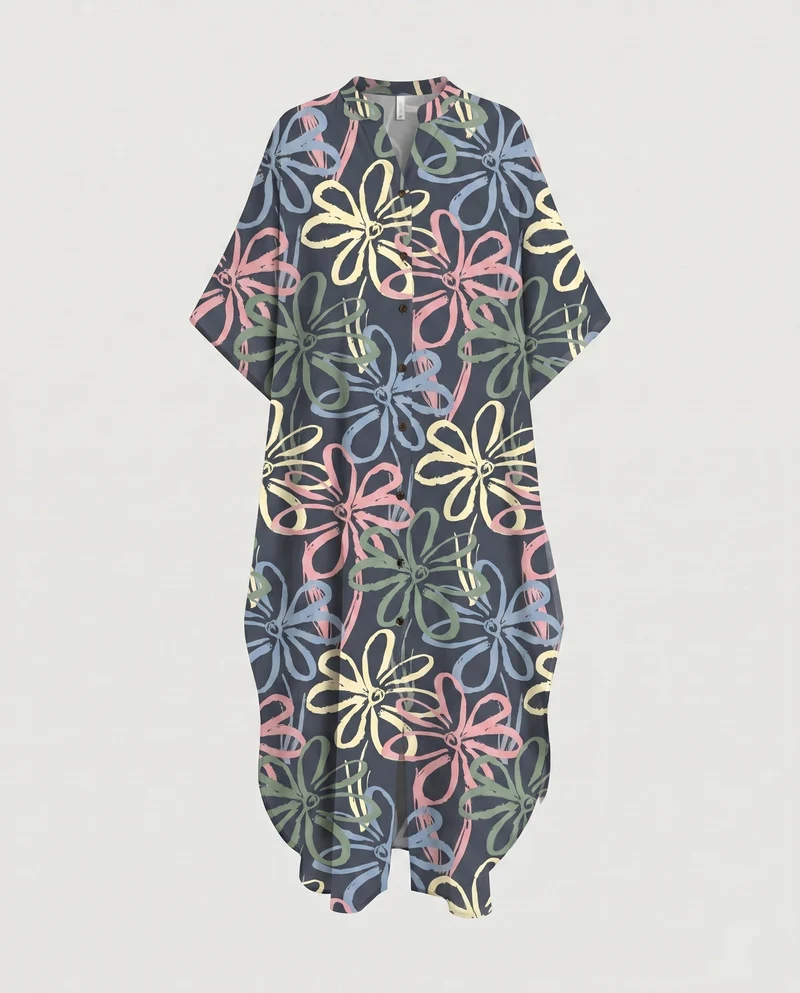 Damen luftiger Kaftan mit exotischem Tierdesign