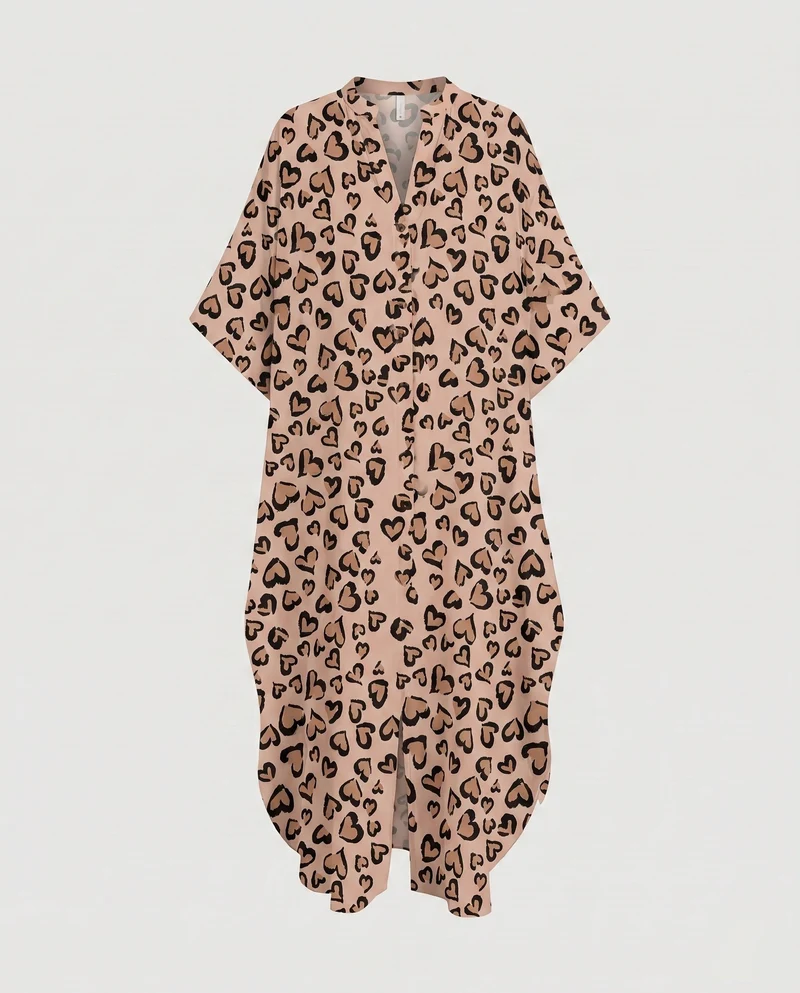 Damen luftiger Kaftan mit exotischem Tierdesign