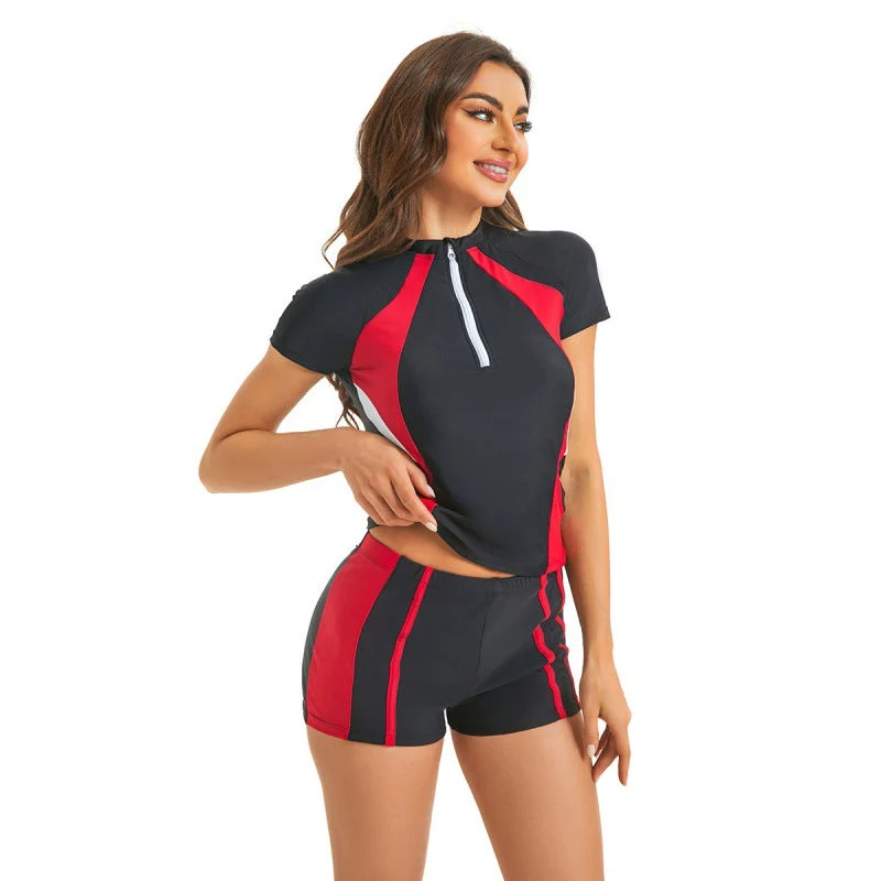 Damen Sport Bikini-Set mit Kurzarm-Oberteil und hohem Schnitt Nord Taschen